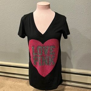 Victorias Secret LOVE PINK V Neck T-shirt Size M